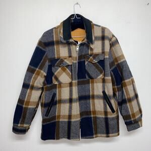 Woolrich Wool Mackinaw Cruiser Jacket Men’s XL Lined Coat Zip Plaid USA